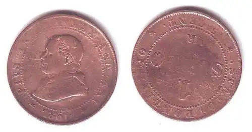 1 Soldo 5 Cent. Kupfer Münze Vatikanstadt 1866