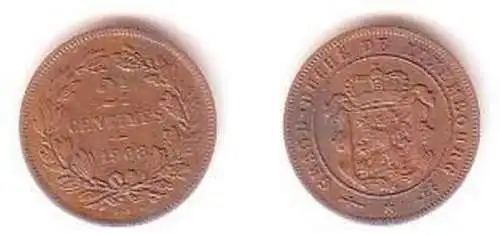 2 1/2 Centimes Kupfer Münze Luxemburg 1908