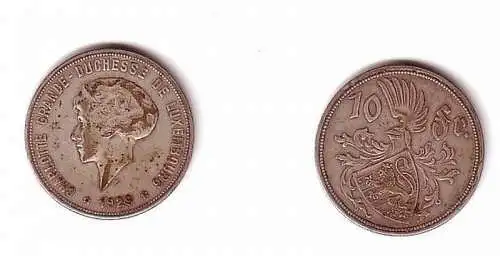 10 Franc Silber Münze Luxemburg 1929