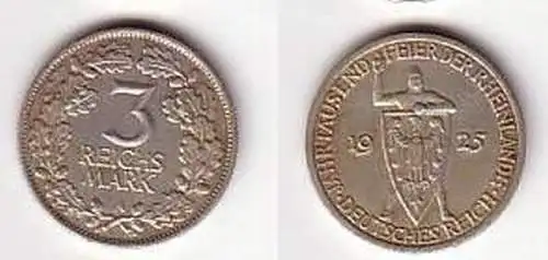 Silbermünze 3 Mark Jahrtausendfeier der Rheinlande 1925