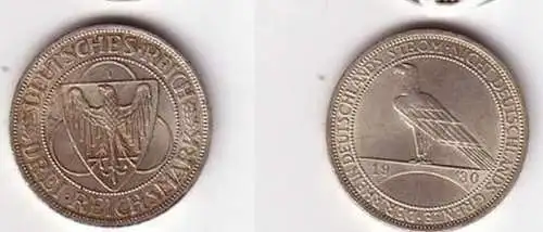 Silber Münze 3 Mark Rheinlandräumung 1930 A