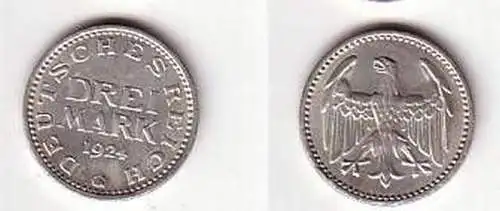 Silber Münze 3 Mark Weimarer Republik 1924 G