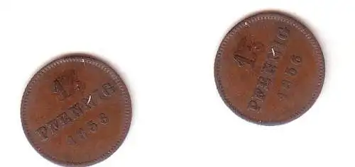 1 Pfennig Kupfer Münze Bayern 1856