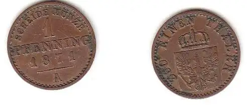 1 Pfennig Kupfer Münze Preussen 1871 A