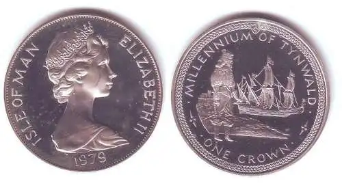 One Crown Silber Münze Isle of Man 1979 Millenium of Tynwald