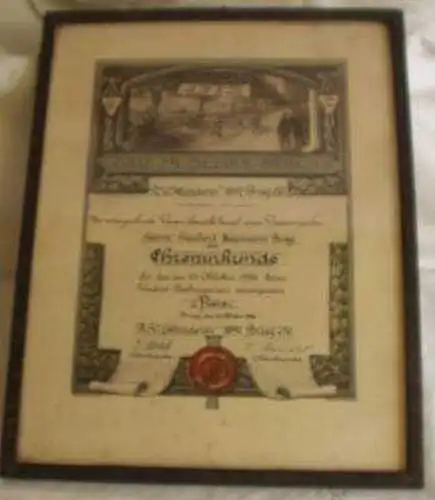 Original Urkunde Radfahren 1. Preis Brieg 1926