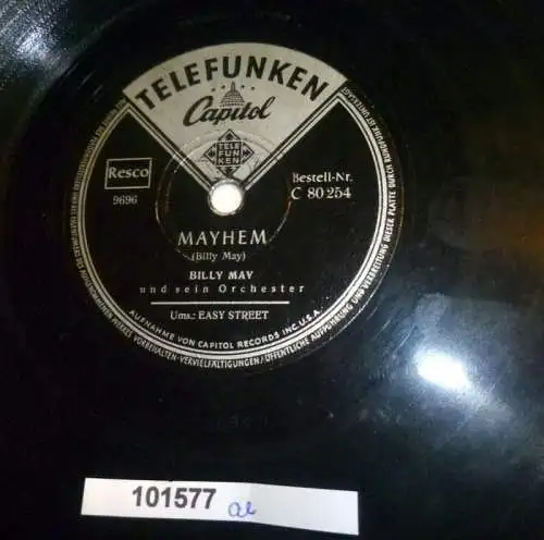 101577 Schellackplatte Telefunken "Mayhem" + "Easy Street" Billy May um 1930