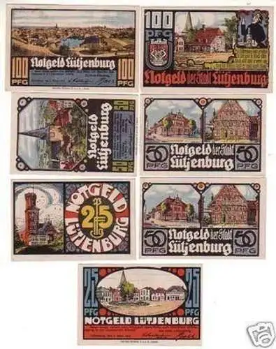 7 Banknoten Notgeld der Stadt Lütjenburg 1921