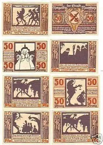 8 Banknoten Notgeld der Stadt Naumburg 1921