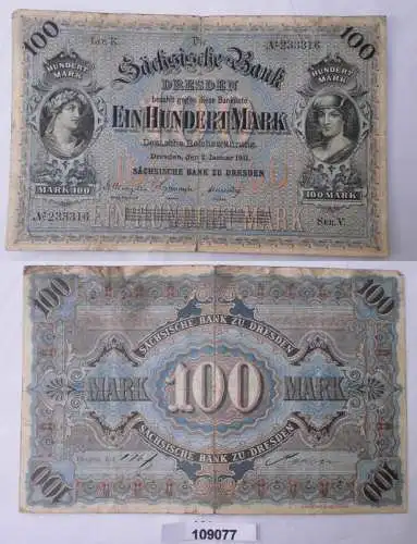 Banknote 100 Mark Sächsische Bank zu Dresden 1911