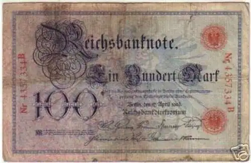 100 Mark Banknote 1903 deutsches Kaiserreich