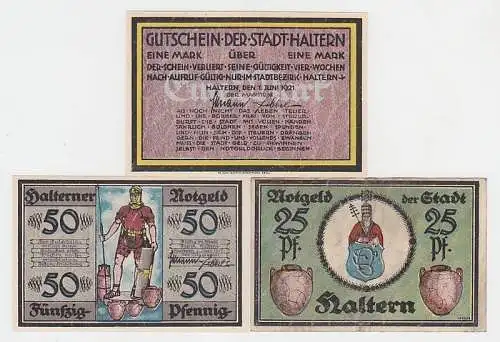 Kompl. Serie mit 3 Banknoten Notgeld Stadt Haltern 1921