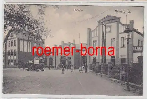 20668 Feldpost Ak Burg bei Magdeburg Bahnhof 1915