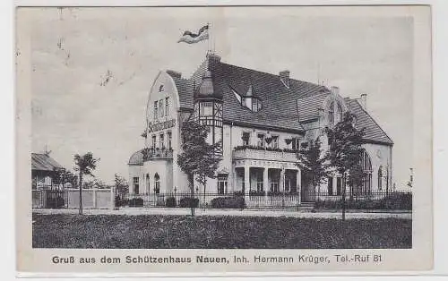 93098 AK Gruß aus dem Schützenhaus Nauen, Inhaber Hermann Krüger 1919