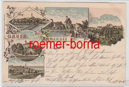 79093 Ak Lithographie Gruss vom Ammersee 1899