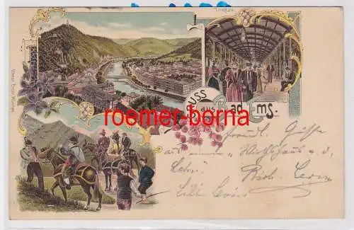 85254 Ak Lithographie Gruss aus Bad Ems 1900