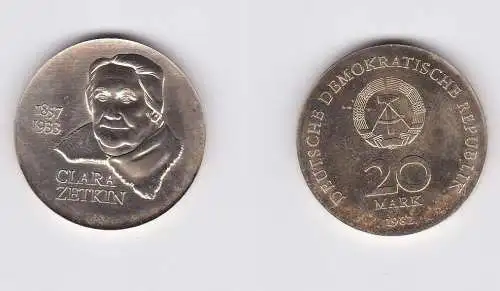 DDR Gedenk Münze 20 Mark Clara Zetkin 1982 Stempelglanz (128892)