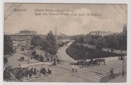 78754 Ak Bucuresti Bukarest - Quai des Flusses Dambovitza samt Marktplatz