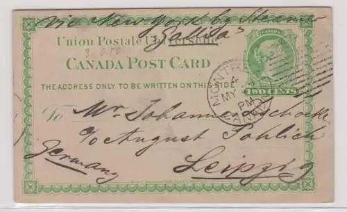 900367 alte Ganzsachen Postkarte 1 Cent Kanada Canada nach Leipzig 1885