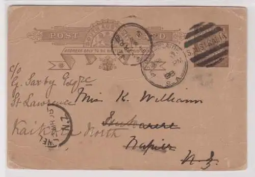 900143 seltene Ganzsachen Postkarte South Australia Australien 1898