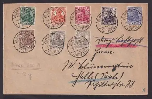 98694 Flugpost Brief Weimar Nationalversammlung Luftpost 4.4.1919 nach Halle S.