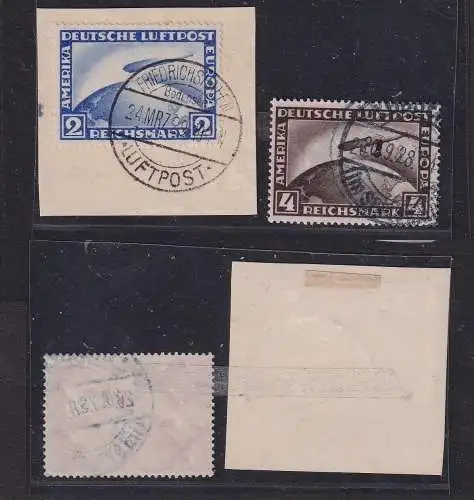 2 und 4 Reichsmark Zeppelin Briefmarken Michel 423, 424 gest. (109959)