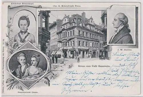 18584 Ak Leipzig Gruss aus Café Gesswein 1909