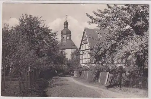 14027 Ak Weissbach Kr. Schmölln Ansicht mit Bauernhaus und Kirche 1967