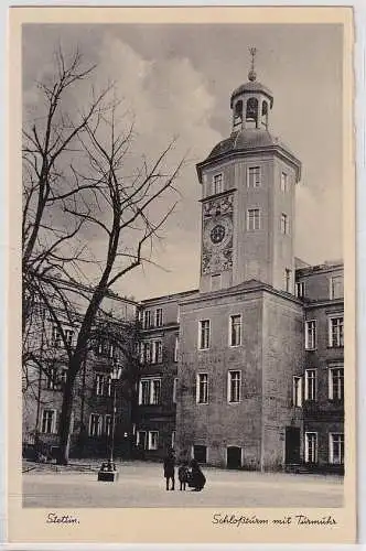 908323 Ak Stettin Szczecin Schloßturm mit Turmuhr um 1930