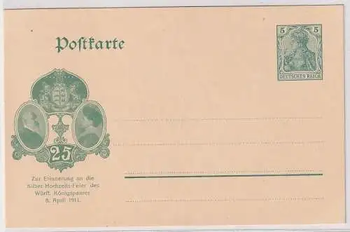 21812 Privatganzsache Germania Silberhochzeit König Württemberg 8.April 1911