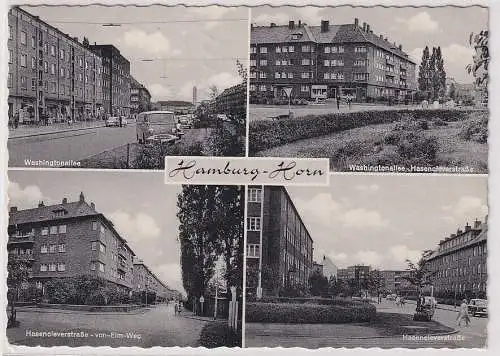 11892 Mehrbild Ak Hamburg-Horn Washingtonallee und Hasencleverstraße 1966