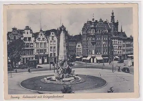 12771 Ak Danzig Gdańsk Holzmarkt mit Kriegerdenkmal um 1940