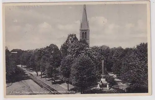 26548 Ak Tilsit Sowetsk Kaliningrad Kriegerdenkmal u. reformierte Kirche um 1940