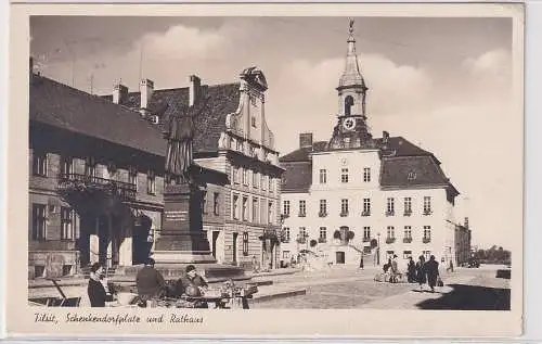 32289 Ak Tilsit Sowetsk Kaliningrad Ostpreußen Schenkendorfplatz u. Rathaus 1944