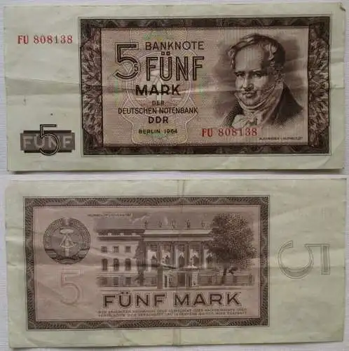 Banknote 5 Mark DDR 1964 Alexander von Humboldt (103230)