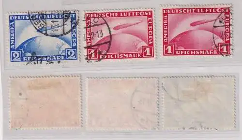 2 x 1 und 2 Reichsmark Zeppelin Briefmarken Michel 423, 2x 455 gest. (108630)