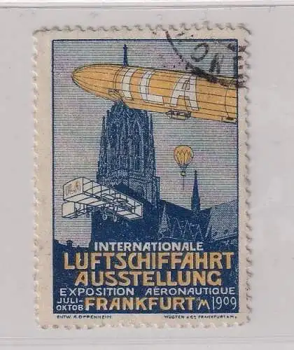 seltene Vignette Luftschiffahrt Ausstellung Frankfurt am Main 1909 (105903)