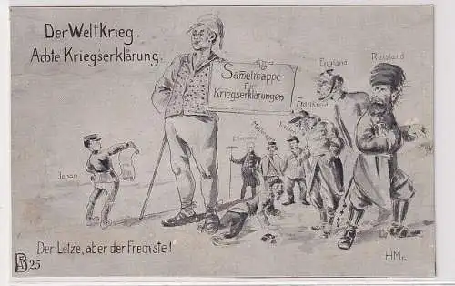 906932 Ak Karikatur Der Weltkrieg. Achte Kriegerklärung. Japan um 1914