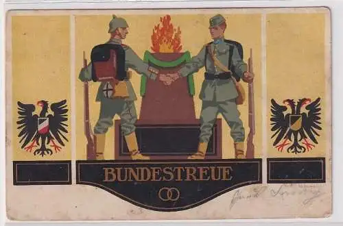 900505 Künstler Ak "Bundestreue" Waffenbrüderschaft Deutschland Österreich 1914