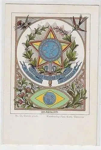 63108 Wappen Ak Lithographie Brasilien um 1900