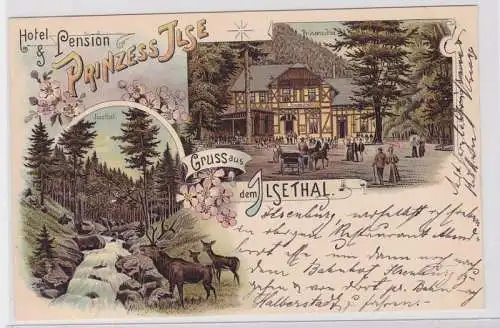 80613 Lithografie AK Gruss aus dem Ilsethal - Hotel & Pension Prinzess Ilse