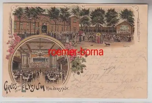 72136 Ak Lithographie Gruß aus dem Gasthaus Elysium Halberstadt 1900