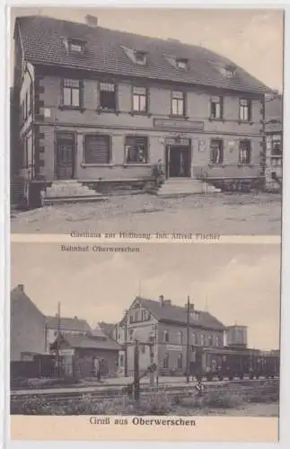 30060 Mehrbild Ak Gruß aus Oberwerschen, Gasthaus zur Hoffnung, Bahnhof