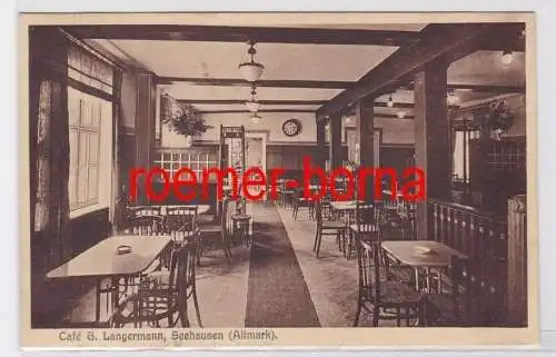 82121 Ak Seehausen (Altmark) Café G. Langermann Innenansicht 1931