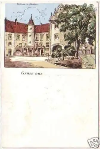 24875 Ak Lithographie Gruss aus Schloss Dieskau um 1920