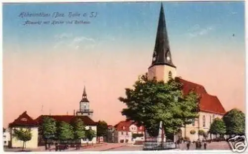 24887 Ak Hohenmölsen Altmarkt mit Kirche um 1910