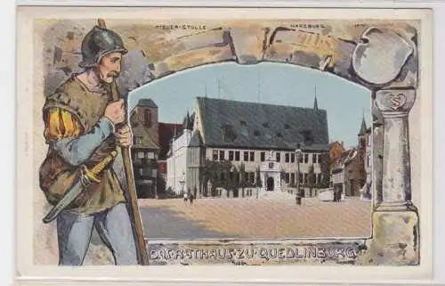 20883 Künstler Ak Das Rathaus zu Quedlinburg um 1910