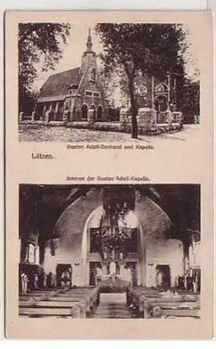 32485 Ak Lützen Gustav Adolf Debkmal u. Kapelle um 1920