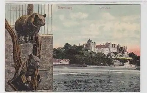 35080 Ak Bernburg Schloss und Bären 1907