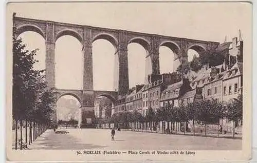 54641 Ak Morlaix Finistére Place Cornic et Viaduc coté de Leon 1941